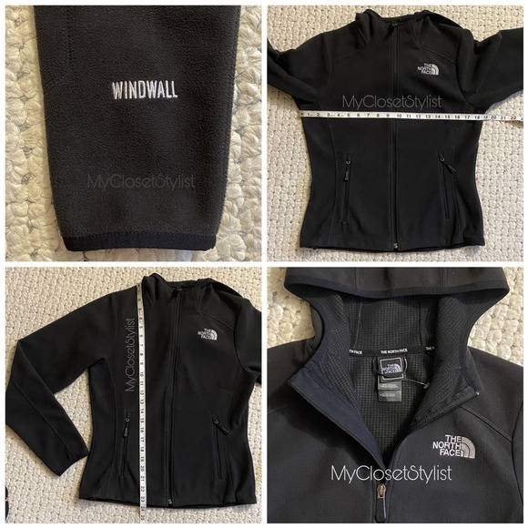 THE NORTH FACE Women’s WindWall Hood Jacket! Small Black Hooded Full Front Zip - Picture 3 of 9